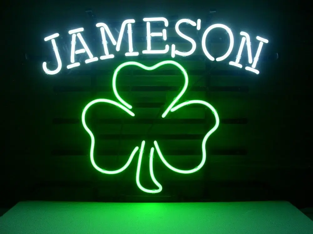 Неоновые вывески Jameson, ирландский виски, настоящий стеклянный пивной бар, магазин, вечерние настенные окна, рекламный дисплей, неоновый светильник 19x15 - Испускаемый цвет: sign 3