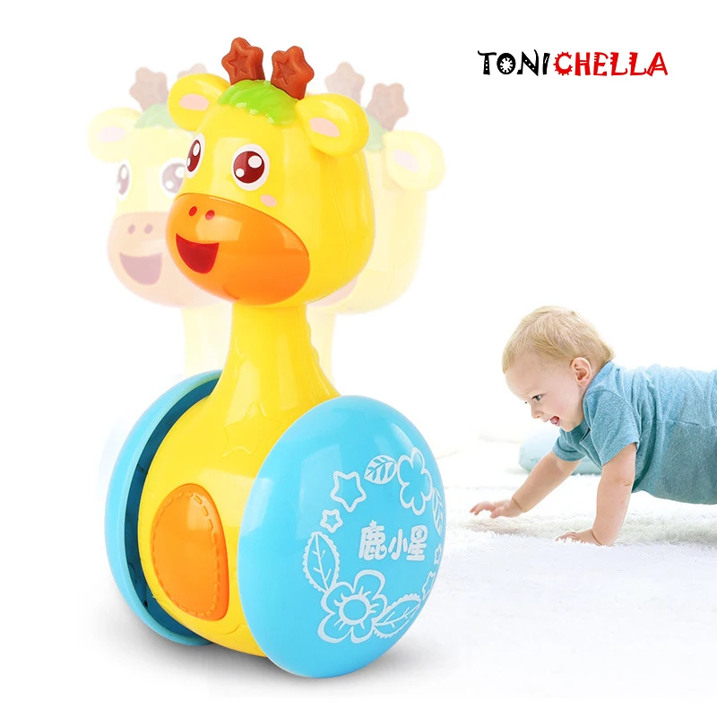 

Baby Rattles Sliding Tumbler Doll Cute Pet Image Sweet Bell Music Roly-poly Puzzle Early Education Baby Toys Gift T0725