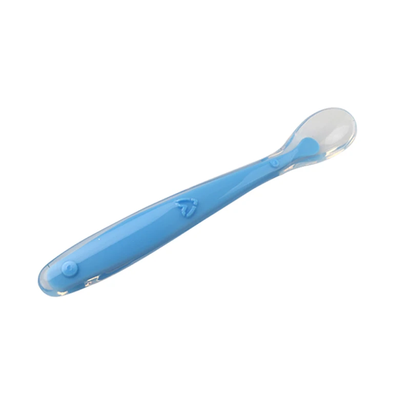 Портативная детская мягкая силиконовая ложка с датчиком температуры, детская пищевая ложка, инструменты для кормления детей - Цвет: 1