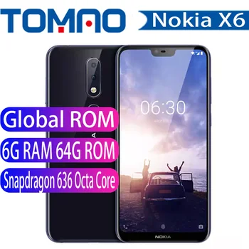 

Global ROM Nokia X6 6GB 64GB 5.8 inch 18:9 FHD Snapdragon 636 Octa Core 3060mAh 16.0MP+5.0MP Camera Fingerprint ID Mobile Phone