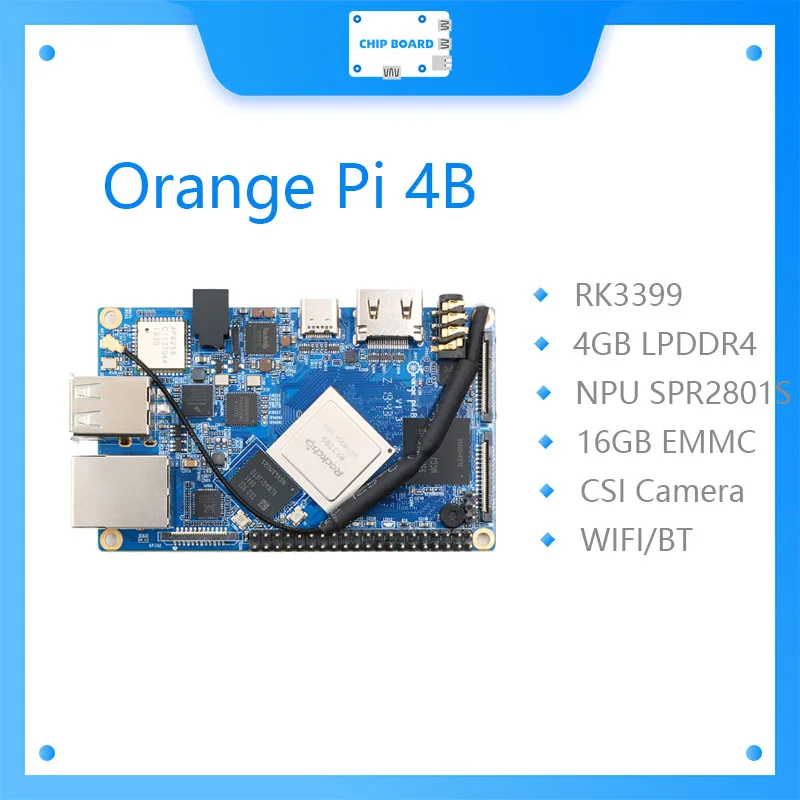 Orange Pi 4B 4 Гб DDR4 + 16 EMMC Flash Rockchip RK3399 с NPU SPR2801S макетная плата поддержкой Android Ubuntu