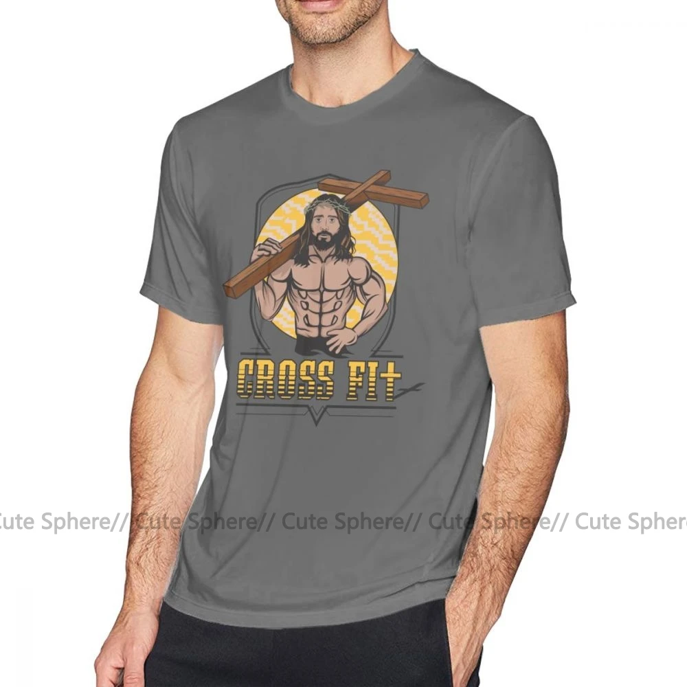 Христианская футболка Jesus CrossFit, футболка с коротким рукавом, Мужская футболка, модный принт, потрясающая хлопковая ХХХ футболка - Цвет: Dark Grey