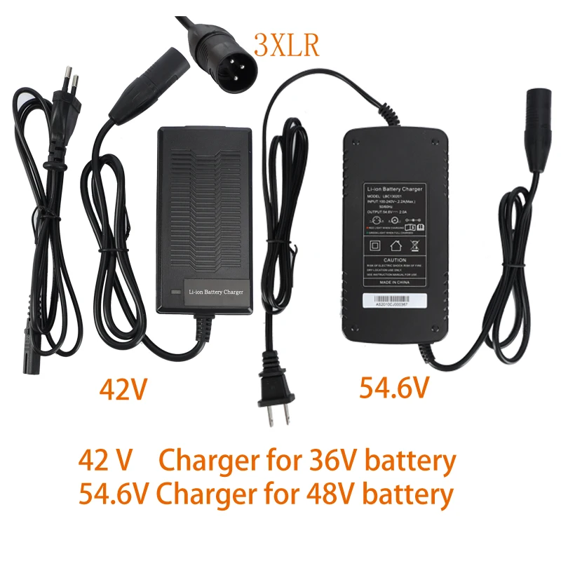  48V Battery Charger Output 54.6V 1.5A RCA 10mm Plug