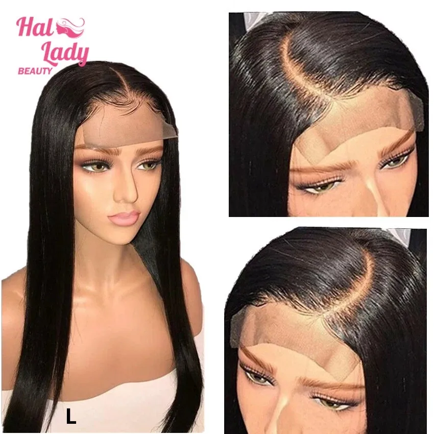 

Halo Lady Beauty 4*4 Lace Closure Wig Brazilian Human Hair PrePlucked Straight Lace Wigs For Women Non-remy 1B 150% DHL Free
