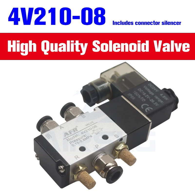 Válvula de ar Pneumática de Posições Válvula Solenoide de ar de Vias Bobina Única V21008 12v 24v 110v 220v Válvula Elétrica Magnética