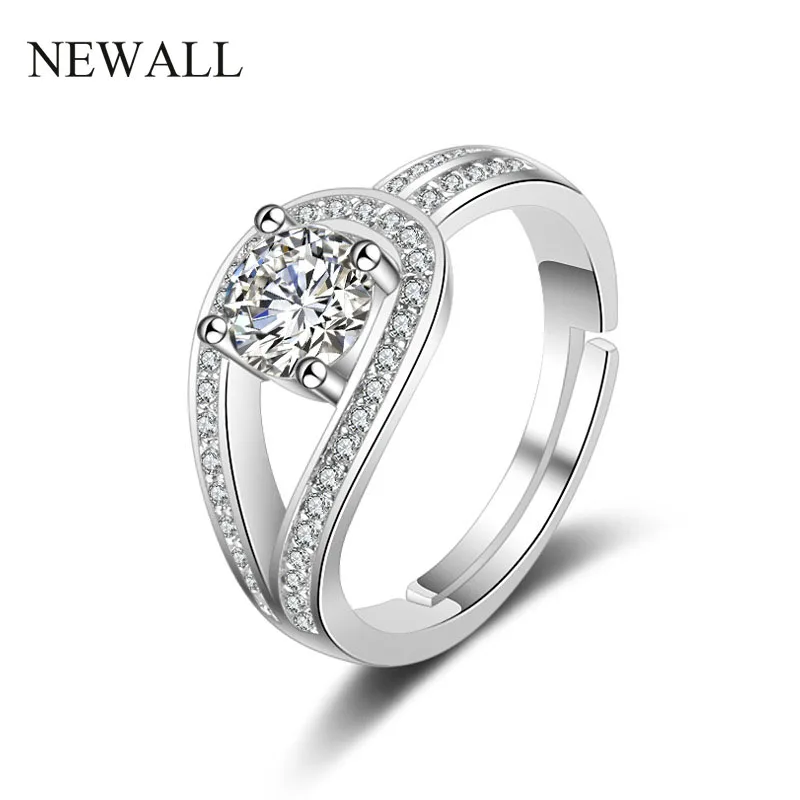 Newall открытое обручальное кольцо для женщин AAA+ CZ Кристалл цветок кольцо серебро предотвратить аллергию ювелирные изделия для женщин Подарок Обручальное кольцо - Цвет основного камня: Type 14