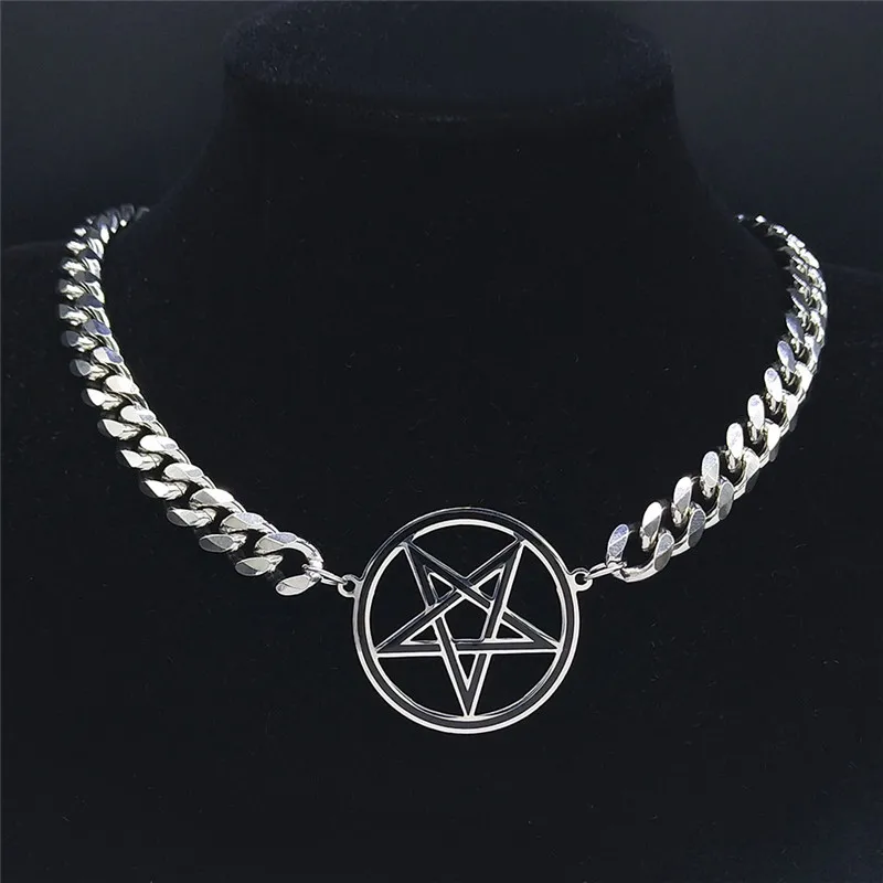 Punk Pentacle Inverted Pentagram Necklace for Men Clavicle