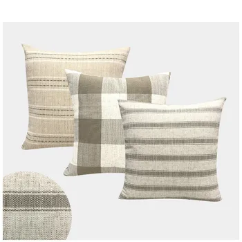 

Pillowcase Cushion Covers Polyester/Linen Solid Stripes Pillow Cover for Home Sofa Bed Living Room