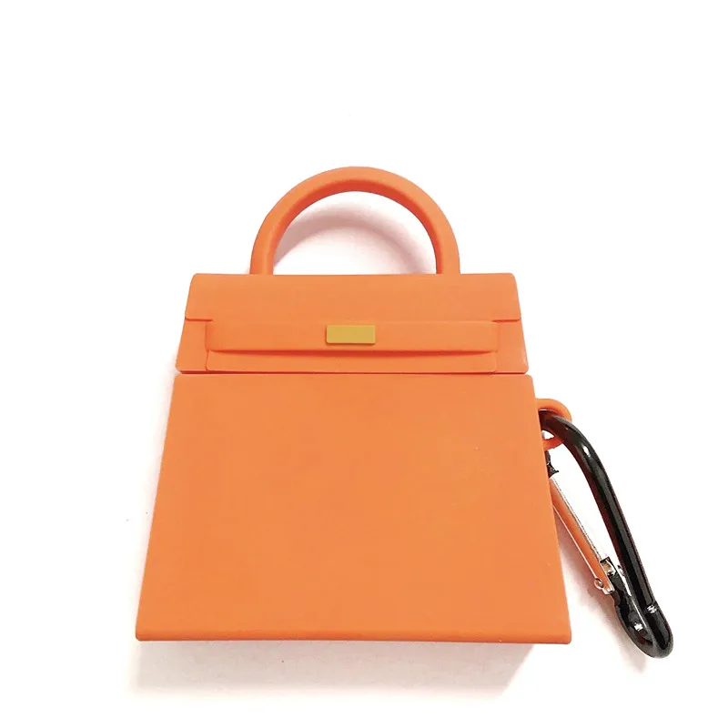 3D Роскошная брендовая Сумка Хобо Сумка для наушников Чехлы для Apple Airpods 1/2 силиконовый защитный чехол для наушников Аксессуары - Цвет: Orange