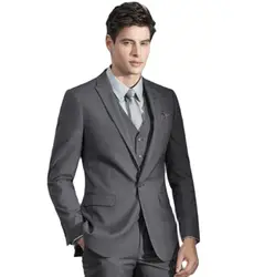 3Pcs Jacket Pants Vest Grey Men Suits Sets Business Suits Male Blazer Trousers Bridegroom Groomsmen Clothing Dinner Party Wear
