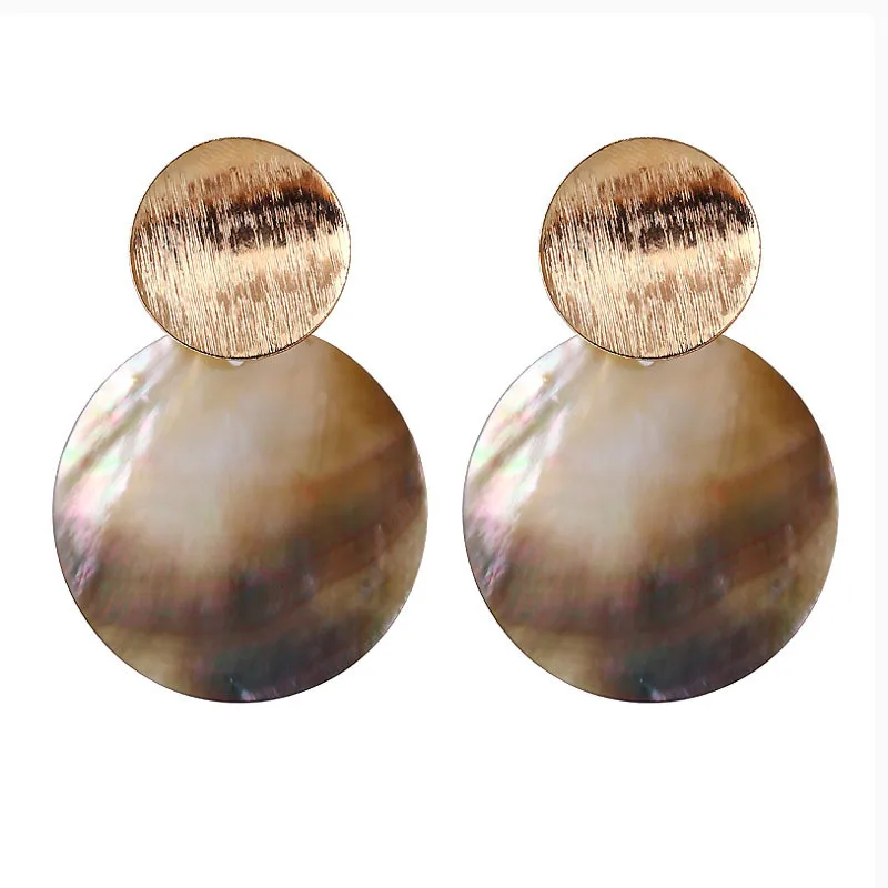

LUSION Vinatge Shell Circle Creative Elegant Stud Earring Woman New Brown korean Statement Earrings Accessories brincos New