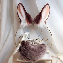 Розовый кролик зверь уши обруч для волос головной убор косплей костюм аксессуары для девочек Женский