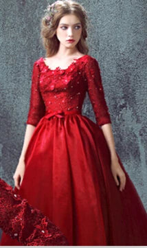 Vestido de festa, длинное платье с рукавом до локтя, новинка, популярное красное кружевное длинное вечернее модное платье из органзы, вечернее платье с кристаллами для матери невесты - Цвет: Красный
