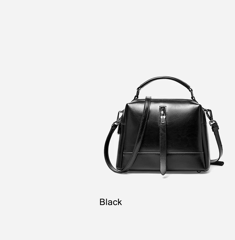 Genuine Leather Vintage Brown Women Handbag Messenger Shoulder Bags Daily Casual Tote High Quality Black Bag Purse