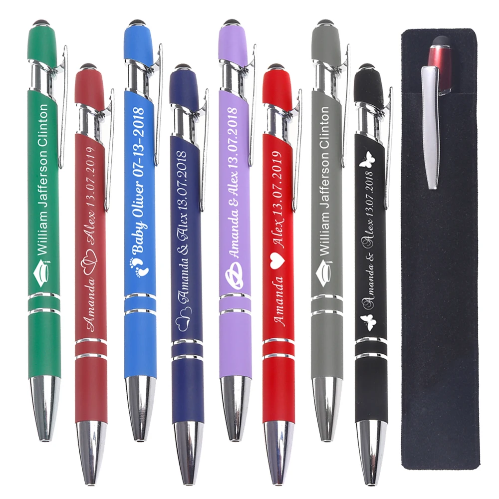 20PCS*Personalized Custom Metal Ballpoint Pens Touch Screen Aluminum Rod Spray Wedding Gift Favors School Decor | Дом и сад