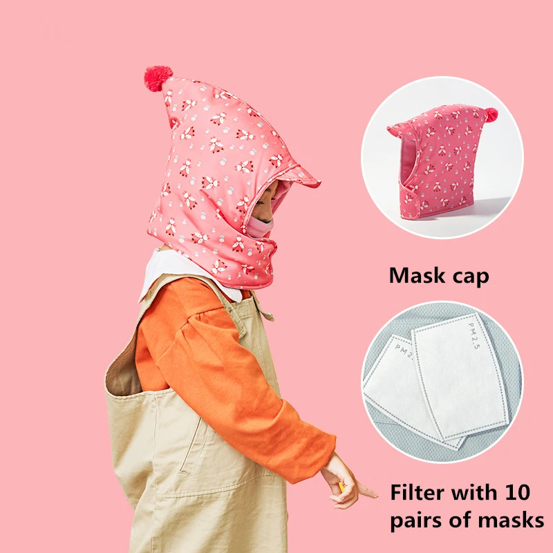 Thick hat pink Kocotree/зимняя Лыжная шапка для мальчиков и девочек; детский теплый шарф; шапка с милым единорогом в масках; шапка с капюшоном для От 1 до 12 лет; детские перчатки на выбор - Цвет: Thick hat pink