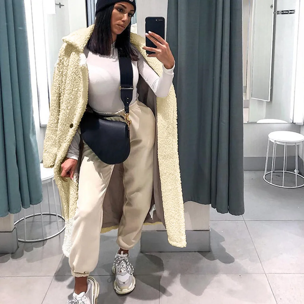 Women's Coat Clothes Colorful Artificial Wool Collar Long Sleeved Zipper Jacket manteau femme hiver женская куртка зима