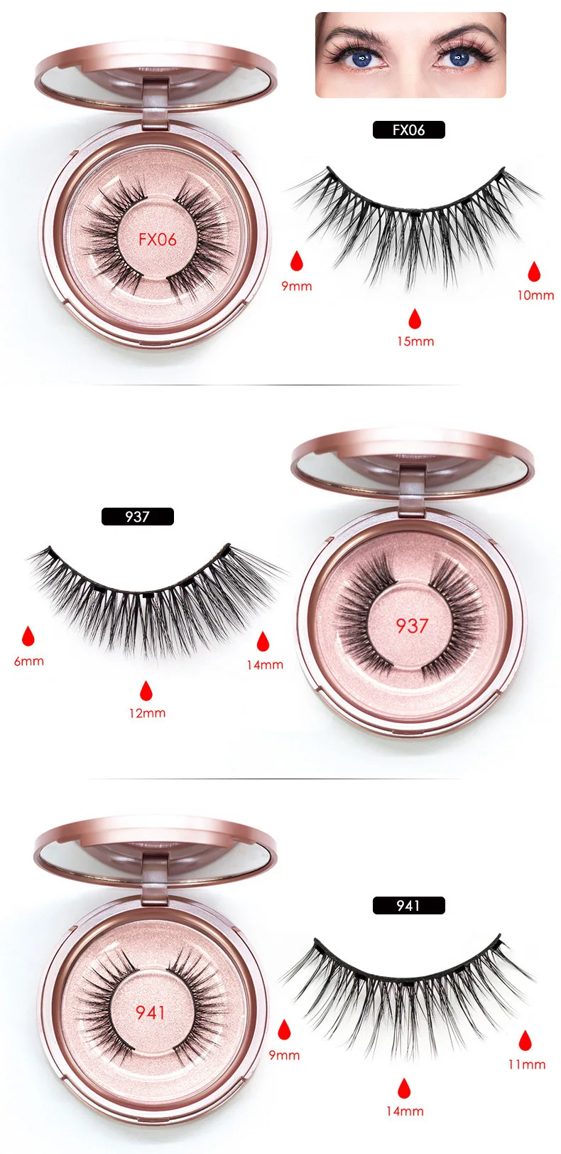 Магнитная подводка для глаз 2 на наборе с зажимом натуральные трехмерные магнитные ресницы магнитные присоски накладные ресницы