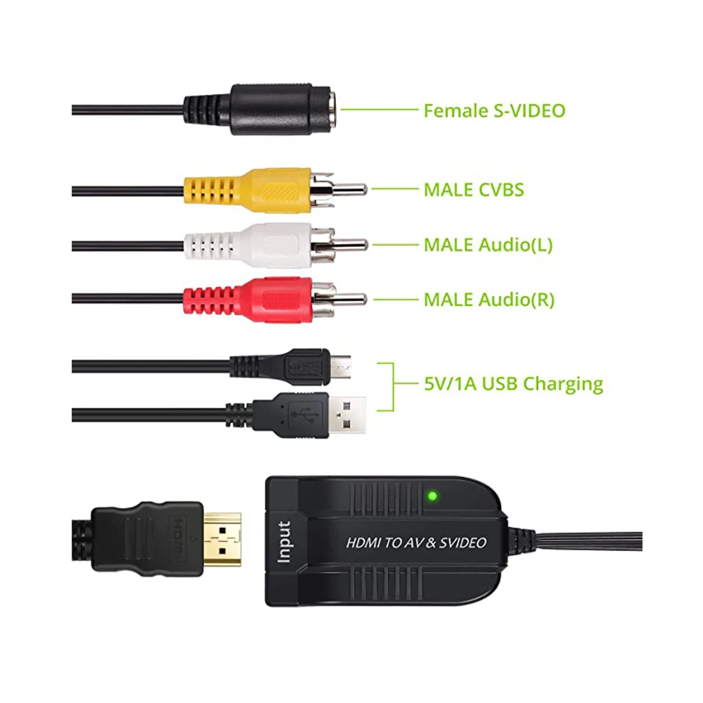 HDMI to AV-S-Video Adapter HDMI Input S-Video AV CVBS Output