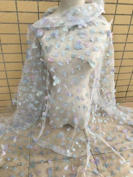

Sat-59.6806 fashionable sequins tulle embroidery french net lace fabric for party dress