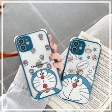 Doraemon bonito dos desenhos animados transparente caso de telefone para iphone 12mini/12promax/11pro/11/8p/x/xs/xr/se/xsmax/7/8/se/par capa de telefone