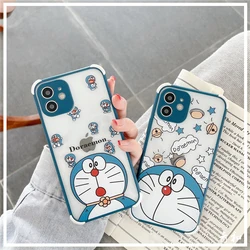 Doraemon bonito dos desenhos animados transparente caso de telefone para iphone 12mini/12promax/11pro/11/8p/x/xs/xr/se/xsmax/7/8/se/par capa de telefone