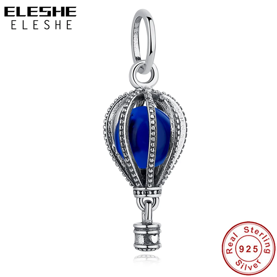 Подходит для оригинальный браслет Синий воздушный шар путешествия Шарм 100% 925