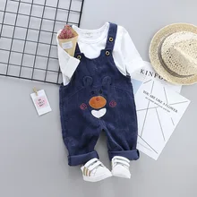 Демисезонный для мальчиков и девочек хлопковый костюм детский мультяшный медведь, футболка для детей возрастом от 2 шт./компл. комплекты детской одежды спортивный костюм для маленьких детей