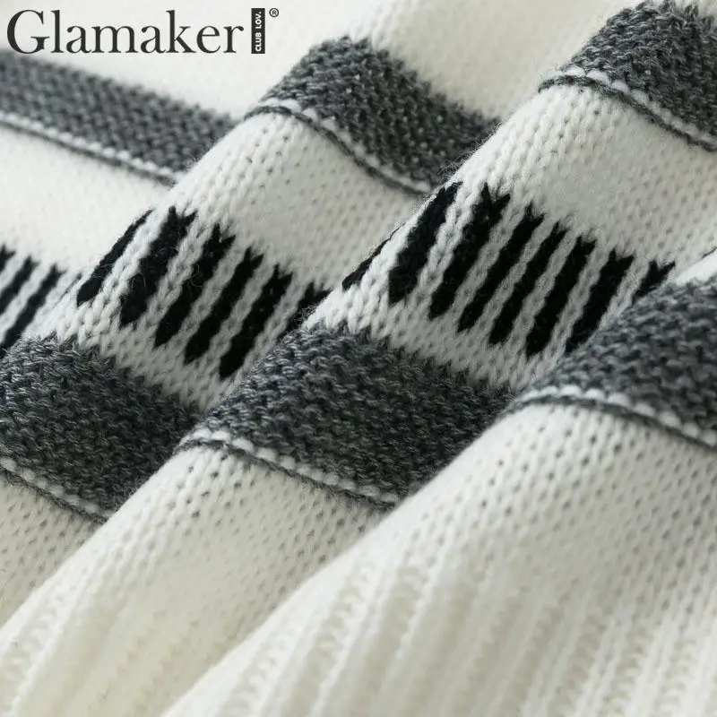 Glamaker вязаный кардиган в полоску и горошек, женский длинный кардиган с расклешенными рукавами в стиле пэчворк с кисточками, женский осенне-зимний теплый кардиган