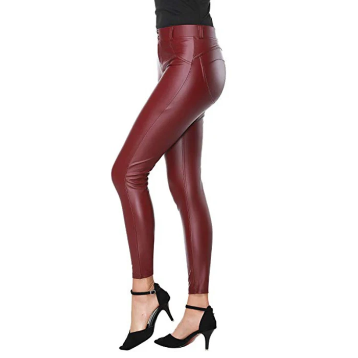Женские леггинсы больших размеров 3XL из искусственной кожи с высокой талией и эластичным эффектом пуш-ап, плотные штаны, однотонные повседневные сексуальные кожаные леггинсы для женщин
