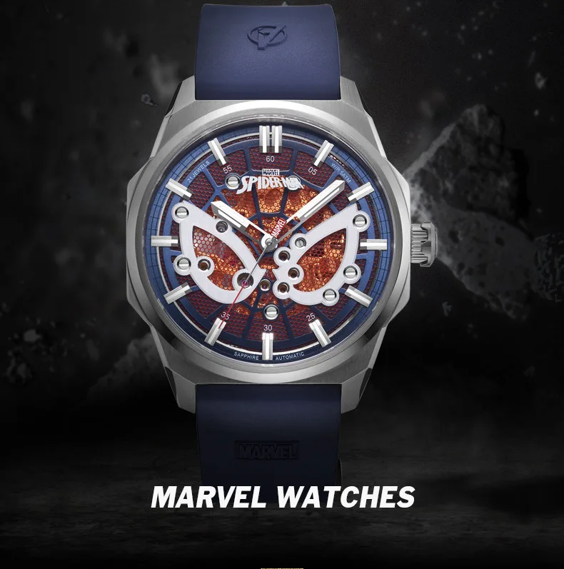 Мужские механические часы MARVEL, Роскошные автоматические Светящиеся Наручные часы «Дисней», модные мужские часы «Человек-паук»