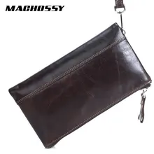 Мужские кошельки на двойной молнии, цена в долларах, высокое качество, масло, воск, натуральная кожа, кошелек, держатель для карт, Длинный кошелек, удобная сумка