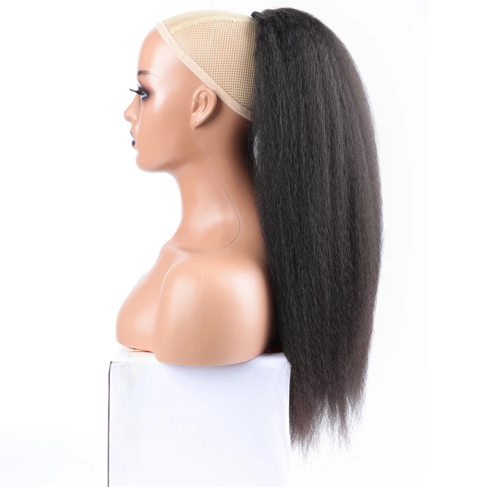 High Puff Afro Kinky Straight Ponytail Sintetico Nero Donna Capelli Coulisse Coda Di Cavallo Estensione Dei Capelli Lunghi Coda Di Cavallo Per Le Donn