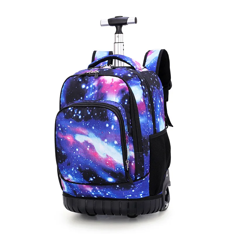

18 Inch Rolling Backpack Travel School Backpacks on Wheel Trolley SchoolBag for Teenagers Boys Children School Bag with Wheels