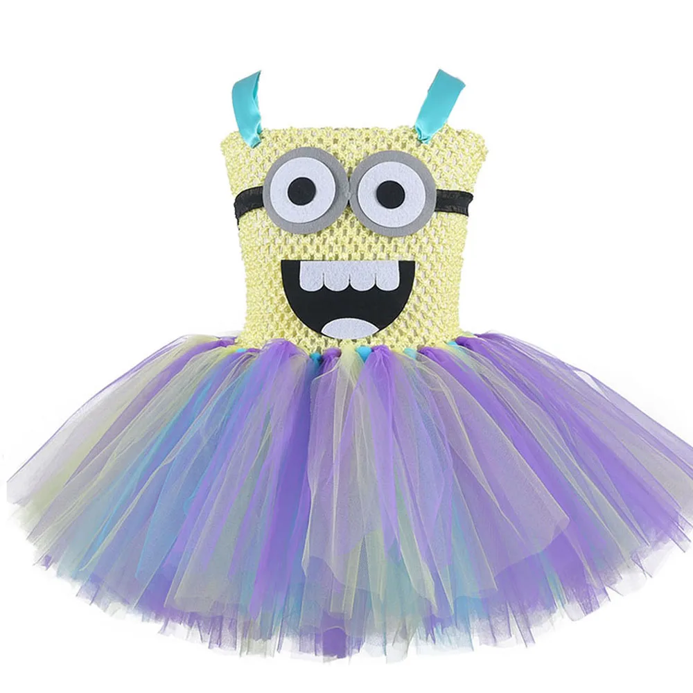 Недорогое желтое платье-пачка с миньонами; милое платье на день рождения для маленьких девочек; платье для фотосессии; карнавальный костюм на Хэллоуин; детская одежда