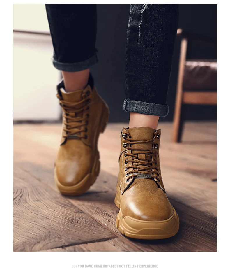 Мужская обувь; Модные Ботинки Martin для отдыха в британском стиле; botas hombre; мягкие удобные износостойкие мужские ботинки на шнуровке; AODLEE