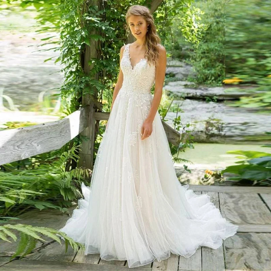 Fansmile Спагетти ремни V шеи Vestido de Novia А-силуэта свадебное платье принцесса плюс размер винтажный халат de Mariage FSM-037T