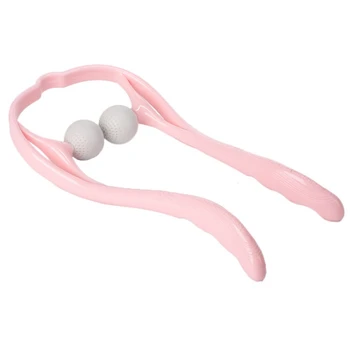 

Pink- Manual Cervical Vertebra Massager Fatigue Pain Relief Ball Rolling Neck Massager