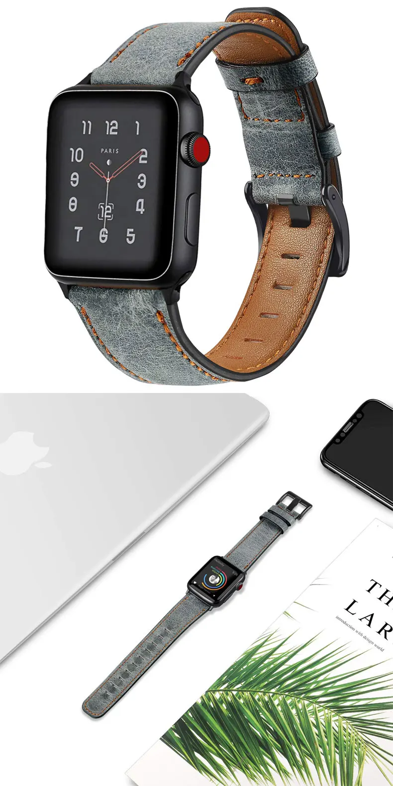 Ретро-стиле, из натуральной кожи, ремешок для наручных часов Apple Watch 4 5 44 мм 40 мм, 42 мм, 38 мм, версия наручных часов iwatch, ремешок Watch series 5/4/3/2/1 браслет аксессуары