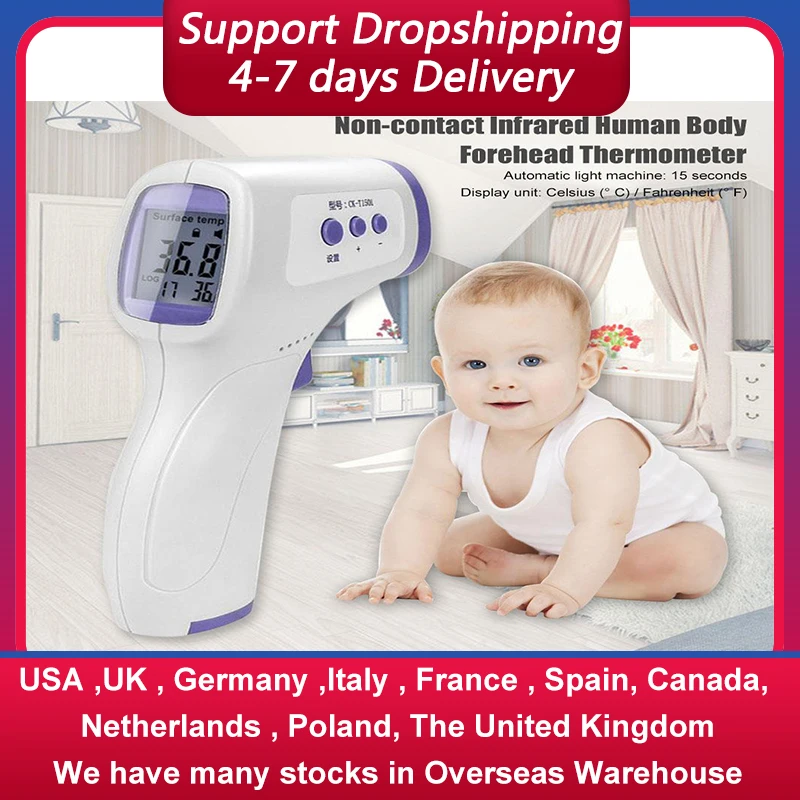 

Infrared Forehead Ear Thermometer Gun Non Contact Baby Body Temperature Measure Tool Portable LCD Digital Termometro Fever Check