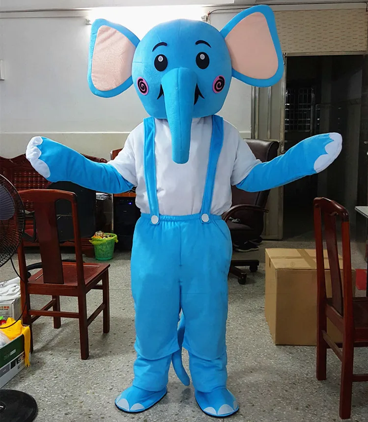 Красивый синий слон Elephish талисман костюм персонажа мультфильма Mascotte костюмы талисманов для взрослых на Хэллоуин вечерние платья