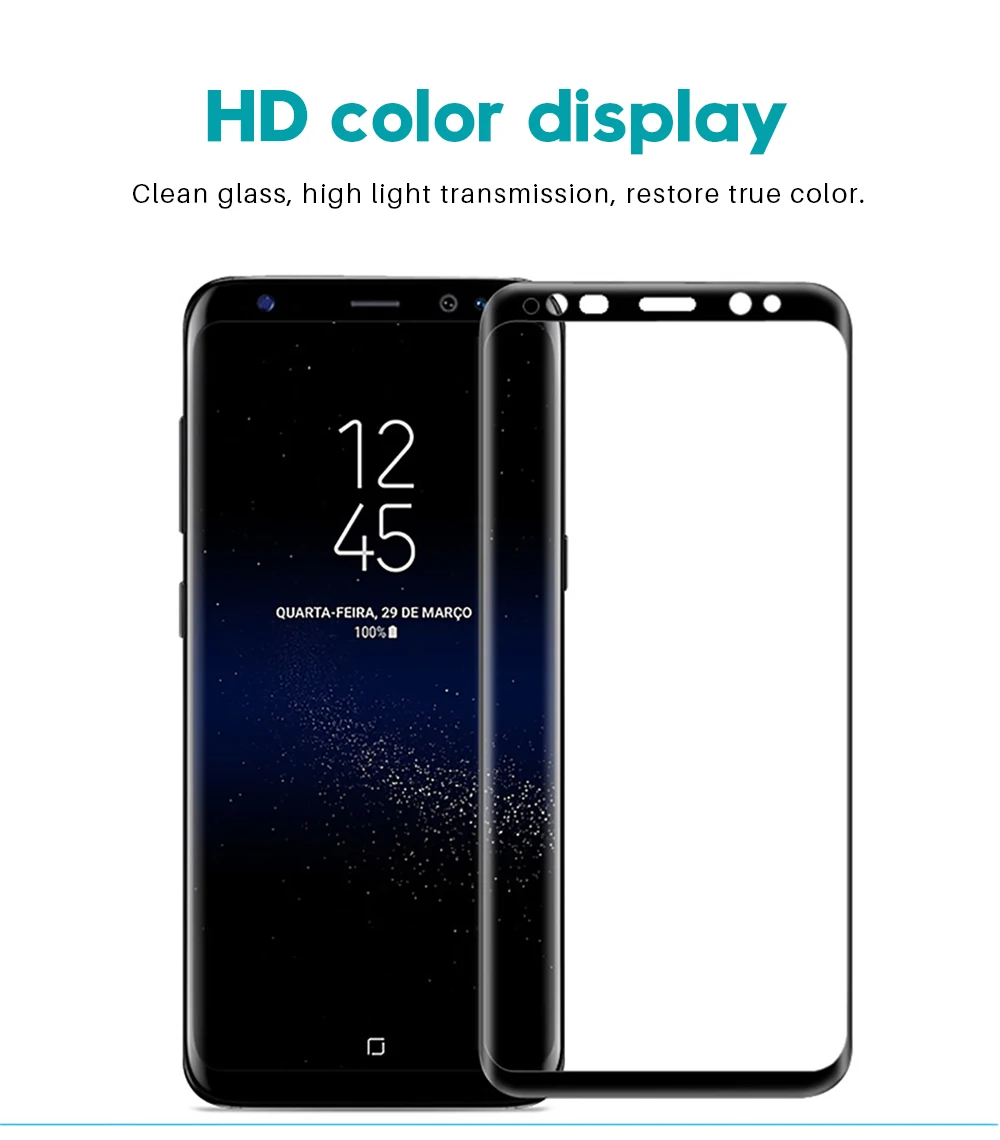 Закаленное стекло пленка для samsung Galaxy Note 8 9 S9 S8 Plus S7 Edge 9D полный закругленный протектор экрана для samsung A6 A8 Plus