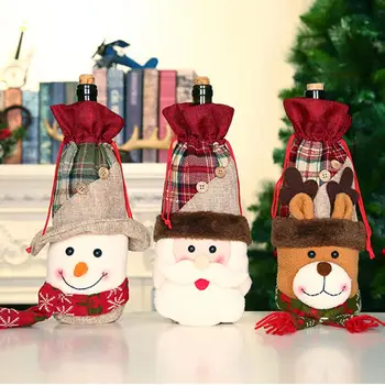 

QIFU Christmas Wine Bottle Cover Snowman Stocking Christmas Gift Bags Xmas Sack Packing Navidad Presents Chrismas New Year 2020