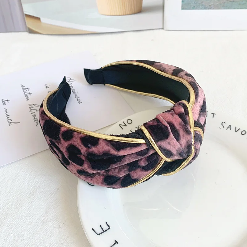pink Корейский бутик, повязка на голову, винтажная, леопардовая, элегантная, повязка на голову для женщин, повязка на голову, аксессуары для волос, ободки для девочек, головной убор - Цвет: pink