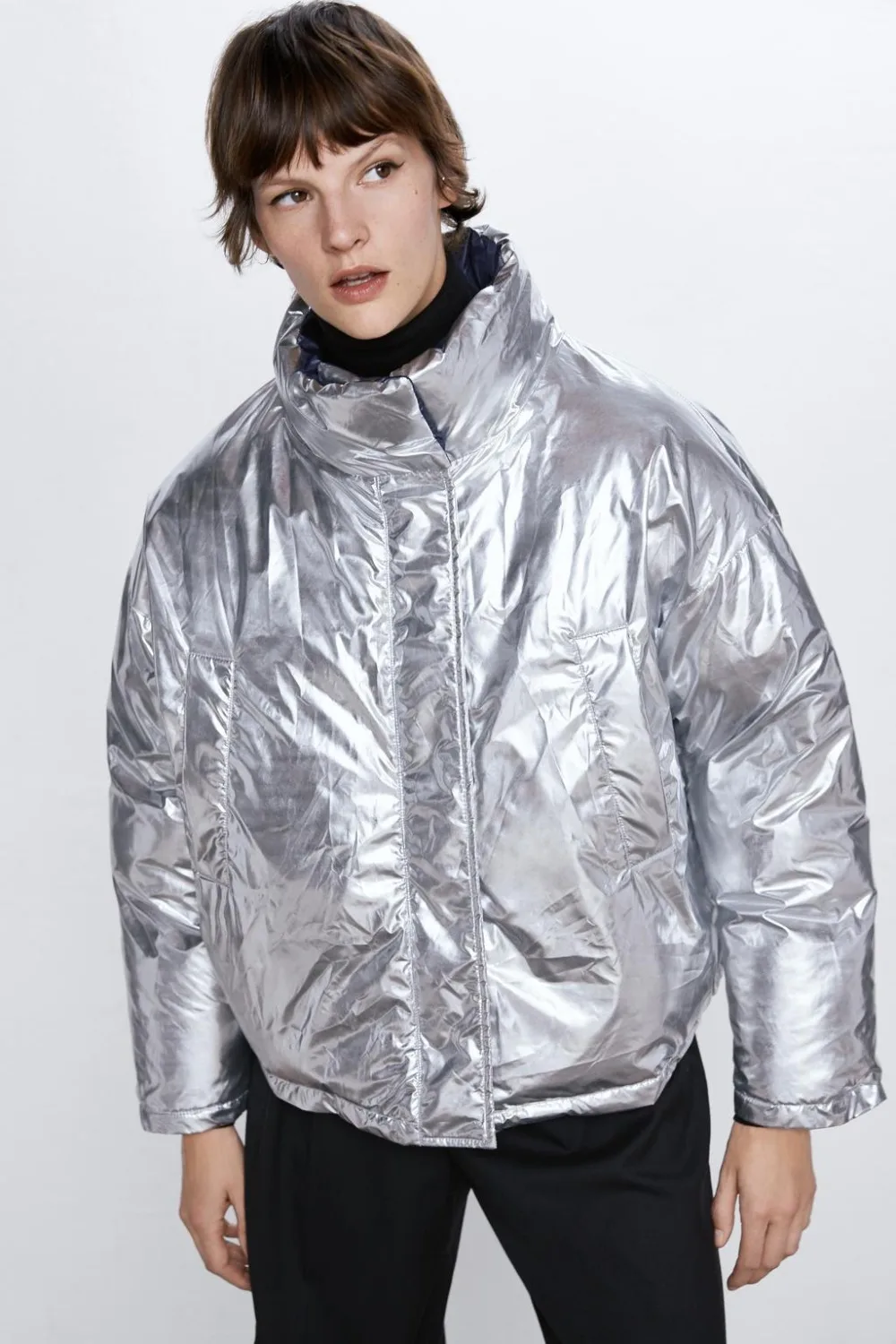 Linjiashop, зимняя Двусторонняя парка с капюшоном, женская новая модная однотонная плотная Женская хлопковая куртка на молнии, Женская стильная vestidos