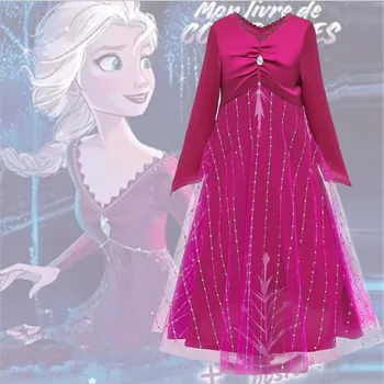

Anime Frozen 2 cosplay Anna Elsa female child clothing Red dress Princess dress Crown wig Halloween Party Costume Accessories