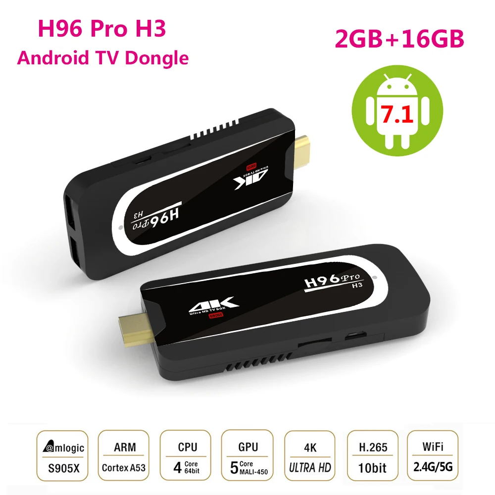 H96 Pro H3 Мини ПК Amlogic S905X 4 ядра Android 7 1 2 г/5G Wifi 2G Оперативная память 16G Встроенная 4K HD