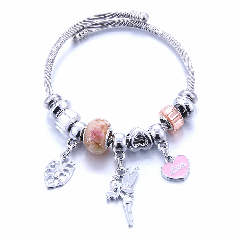 Новый браслет с бусинами кулон листьями ангела регулируемый подвеской сделай