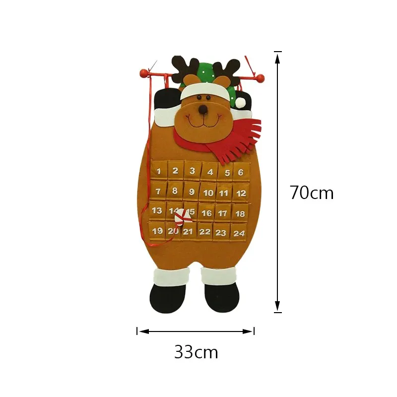 Креативная Рождественская елка календарь Санта Клаус Снеговик Олень рождественское день рождения Адвент календарь с карманами новогодний декор