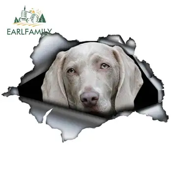 

EARLFAMILY 13cm x 8.8cm Gray Weimaraner Car Sticker Torn Metal Decal Reflective Stickers Window Car Bumper Decoration Dog Decal